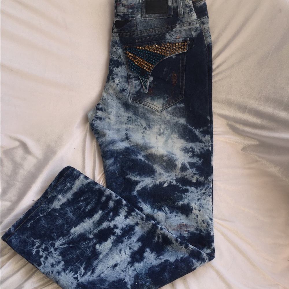 New Men’s Robin Jeans iridescence Swarovski stones
